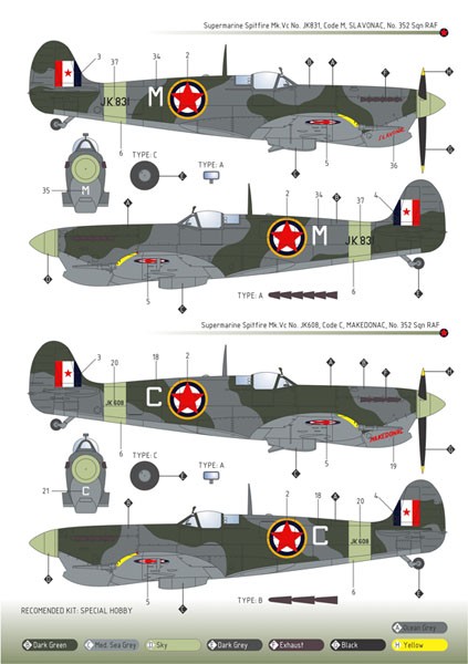 No.352 RAF Squadron Partizanski Spitfire 1:48