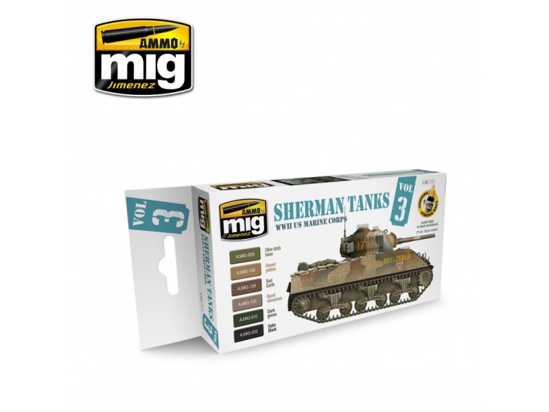 Barvni set: SHERMAN TANK WWII. US Marine Corps