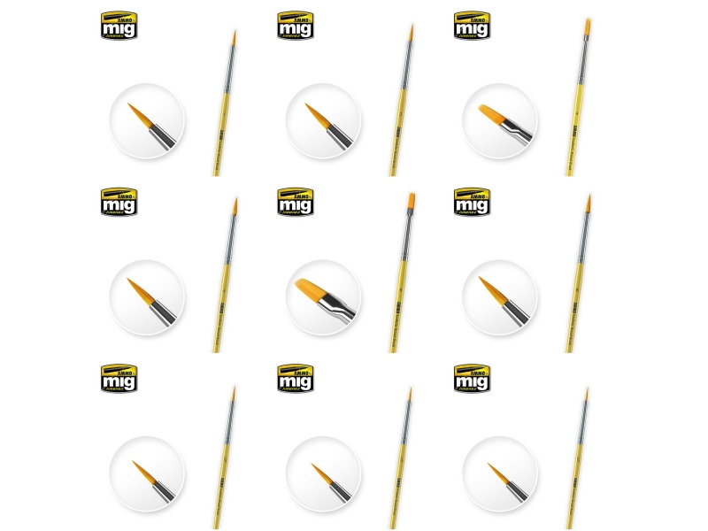 Komplet 9 čopičev AMMO