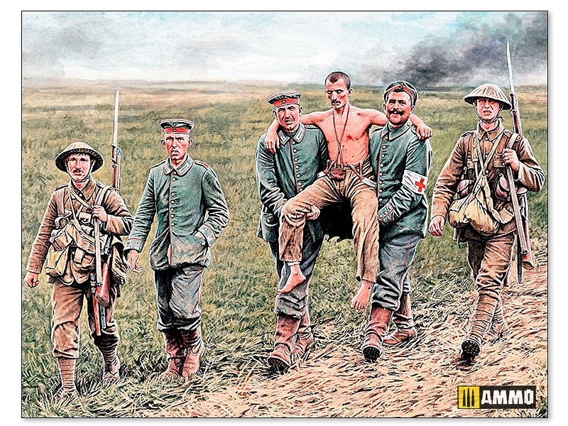 British and German soldiers, Somme battle 1916 (WW I)