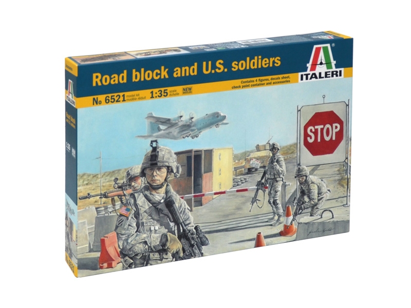 Road block and U.S. soldiers