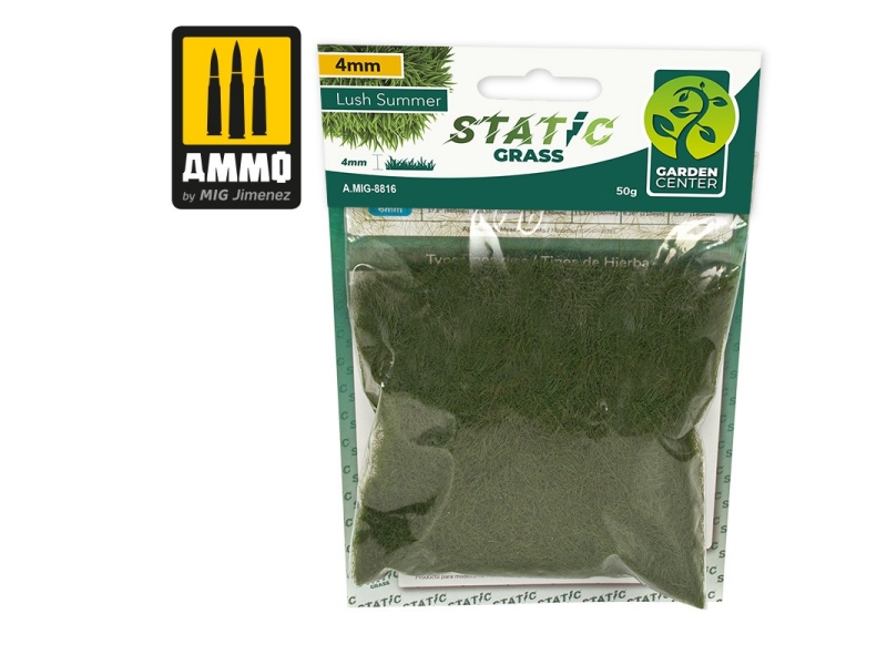 Realistična statična trava (barva poletja). Dolžina: 4 mm.