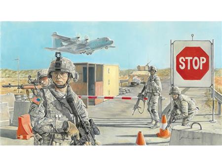 Road block and U.S. soldiers